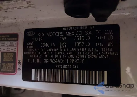 2020 Kia Rio Lx from USA, damaged, VIN 3KPA24AD6LE289310
